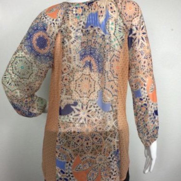 Anthropologie Meadow Rue Silk Crochet Flower Boho Blouse - Picture 5 of 8